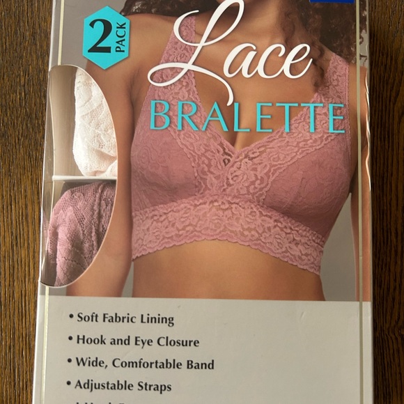 Felina Lace Bralette 2-Pack - Pink and White - Picture 1 of 2